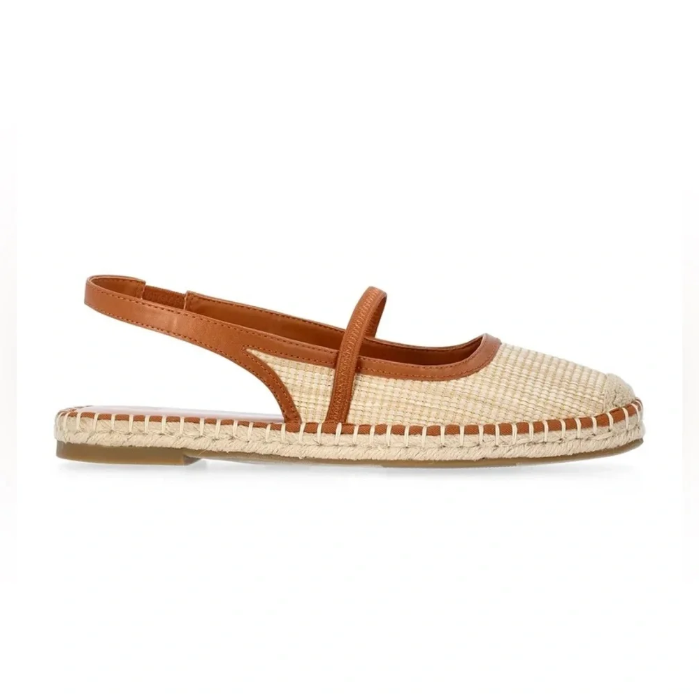 Time and Tru Women's Raffia Slingback Espadrille Shoes NWT